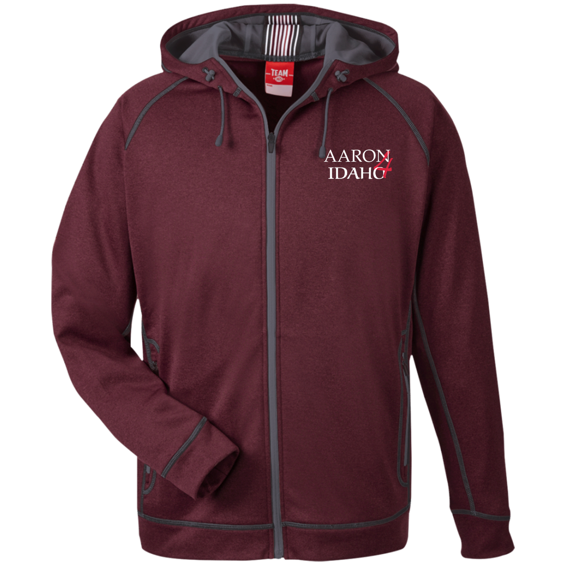 Aaron For Idaho - Team 365 Men's Heathered Performance Hooded Jacket